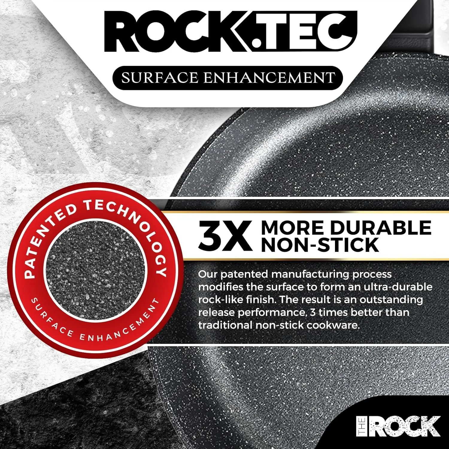 THE ROCK SOHO 9.5-Inch Non Stick Frying Pan – Nothing Sticks, Never Warps, Lasts Longer, Healthy Non-Toxic Skillet with Heat-Resistant Handle, PFOA Free, Oven & Dishwasher Safe, Black