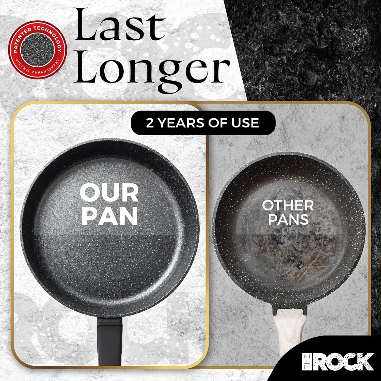 THE ROCK SOHO 9.5-Inch Non Stick Frying Pan – Nothing Sticks, Never Warps, Lasts Longer, Healthy Non-Toxic Skillet with Heat-Resistant Handle, PFOA Free, Oven & Dishwasher Safe, Black