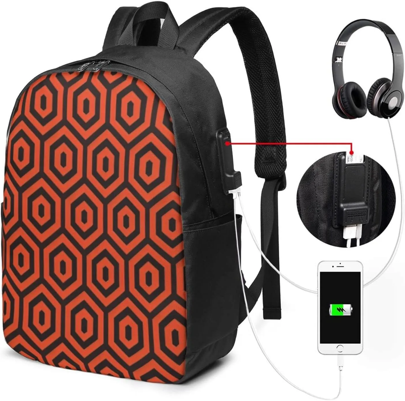 The Shining Overlook Hotel Laptop Backpack, Travel Backpack with USB Charging Port, Computer Bag for Men Women