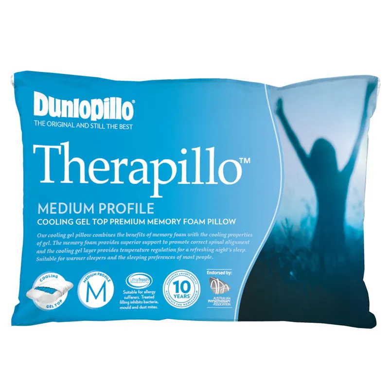 Therapillo Memory Foam Cooling Gel Medium Profile Pillow