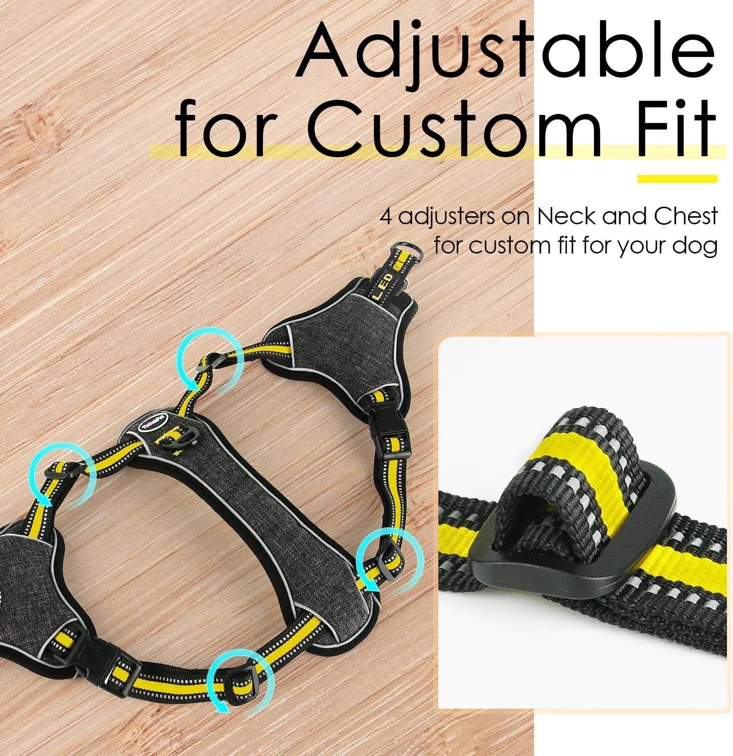 ThinkPet Step in Dog Harness for Large Dogs, Front Clip Dog Vest Harness No Pull Choke Free Escape Proof Dog Halter Harness Padded Breathable Reflective Halter for Large Dogs Training Walking Hiking L