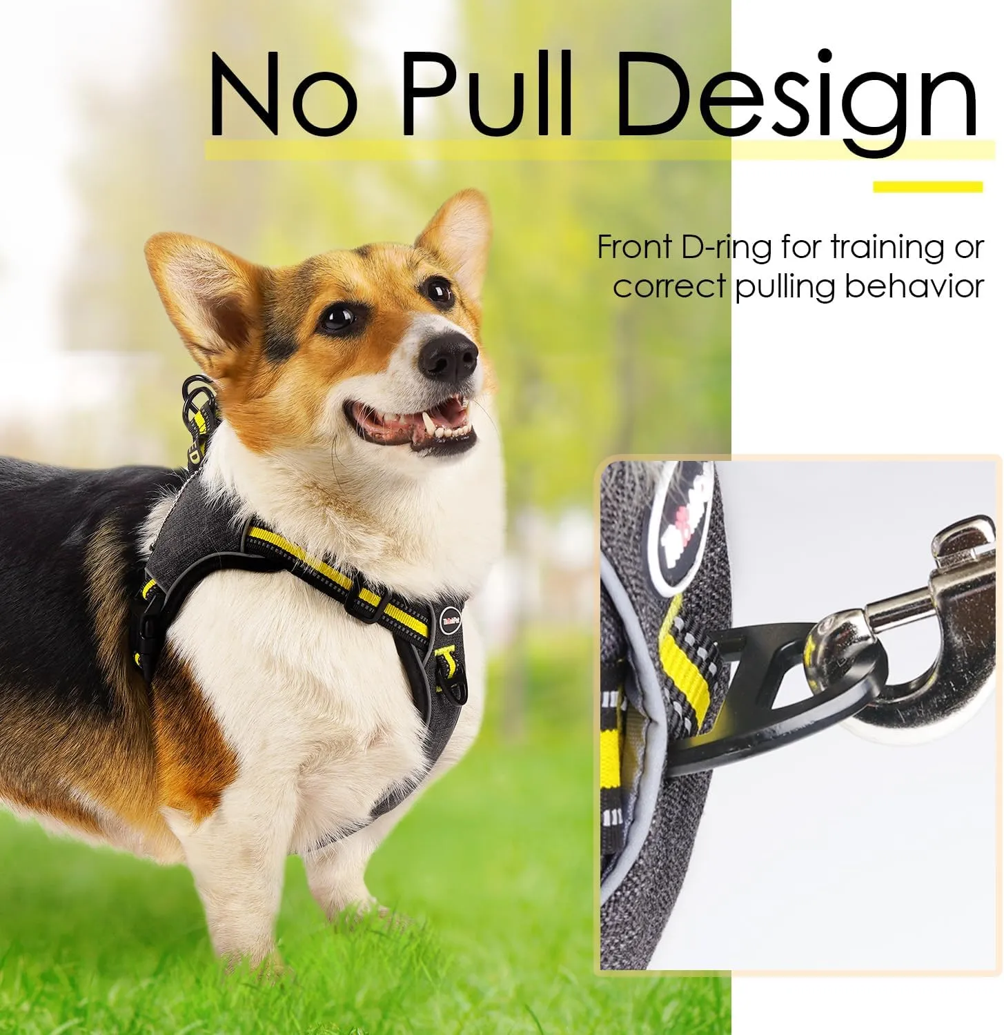 ThinkPet Step in Dog Harness for Large Dogs, Front Clip Dog Vest Harness No Pull Choke Free Escape Proof Dog Halter Harness Padded Breathable Reflective Halter for Large Dogs Training Walking Hiking L