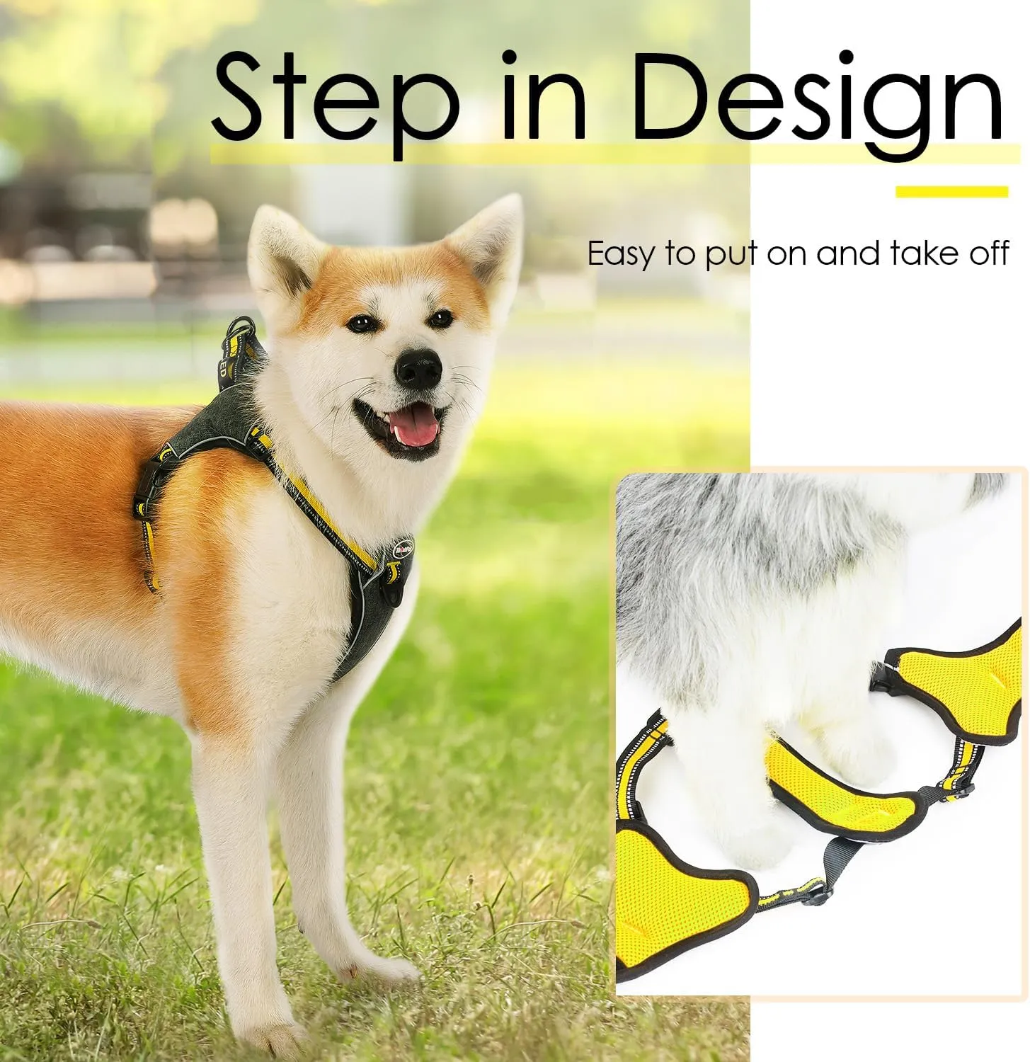 ThinkPet Step in Dog Harness for Large Dogs, Front Clip Dog Vest Harness No Pull Choke Free Escape Proof Dog Halter Harness Padded Breathable Reflective Halter for Large Dogs Training Walking Hiking L