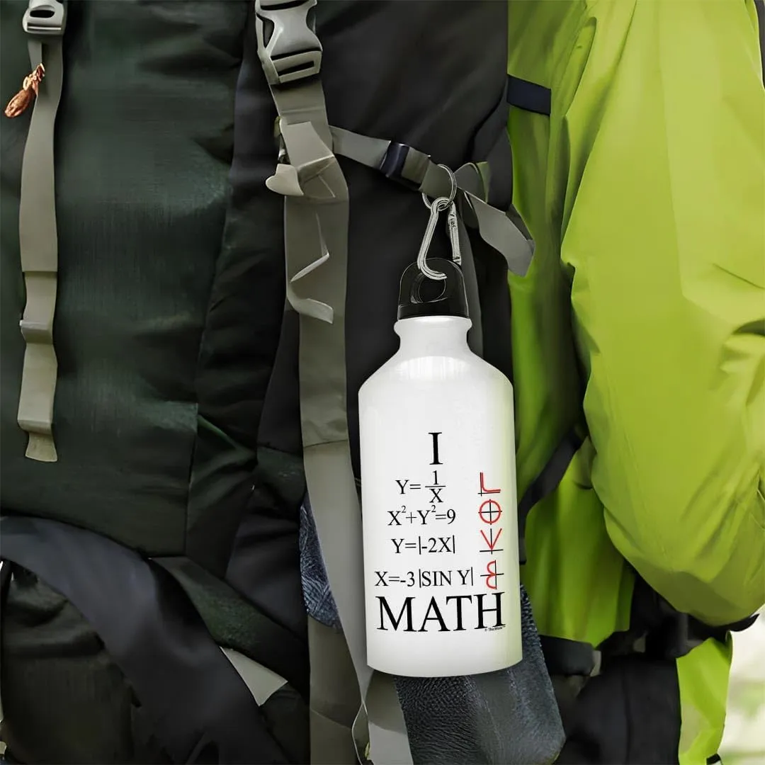 ThisWear Math Teacher Gifts I Love Math Graphs Math Student Math Major Mathlete Gifts Calculus Geometry Trigonometry Gift Aluminum Water Bottle with Cap & Sport Top White