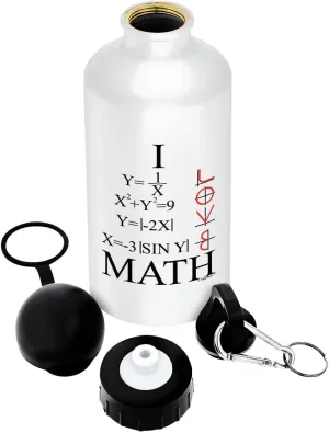 ThisWear Math Teacher Gifts I Love Math Graphs Math Student Math Major Mathlete Gifts Calculus Geometry Trigonometry Gift Aluminum Water Bottle with Cap & Sport Top White