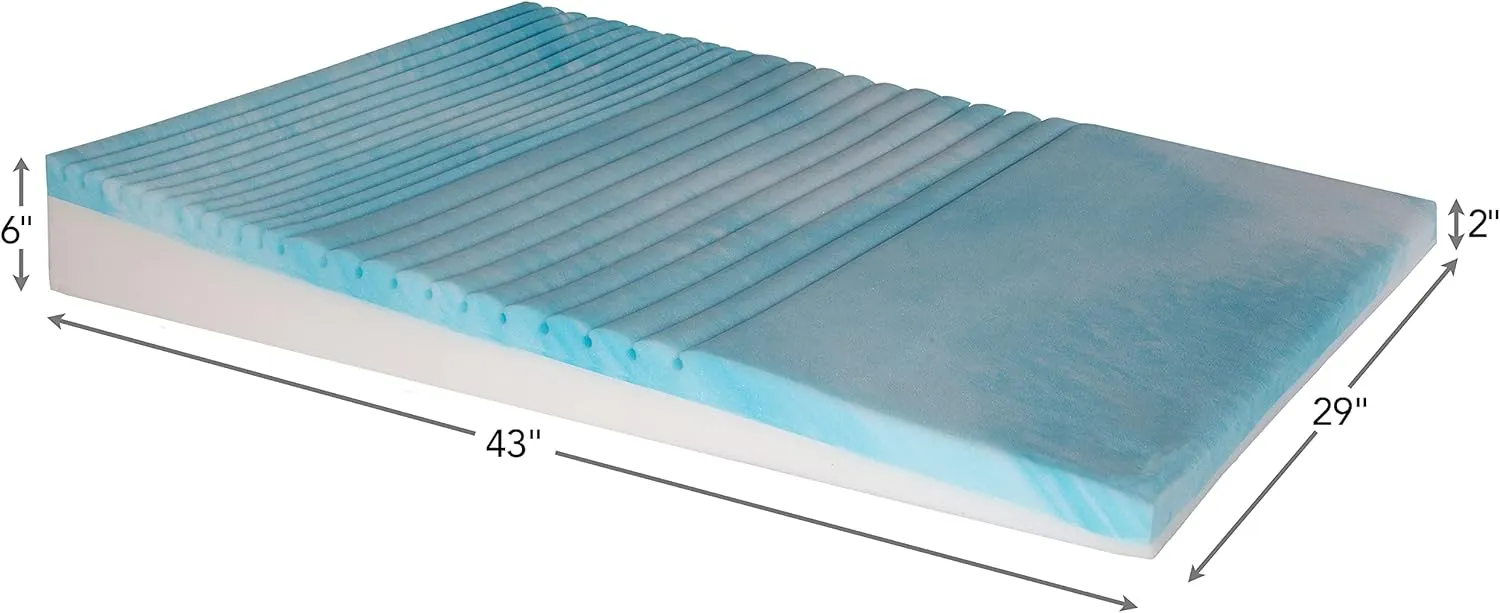 Thomasville Gel Cooling Memory Foam Body Wedge Pillow with Dual Foam Construction, 4" Gradual Incline, AMZBB002WPL, 43" x 29" x 6"