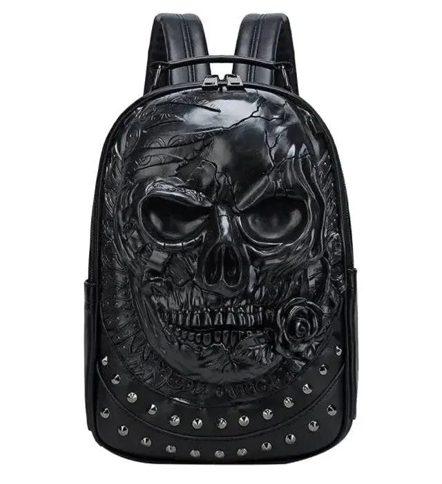 Three-Dimensional Embossed Skull Backpack
