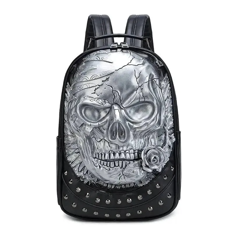 Three-Dimensional Embossed Skull Backpack