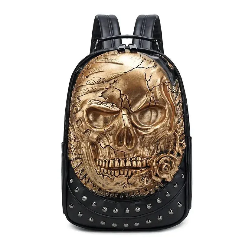 Three-Dimensional Embossed Skull Backpack