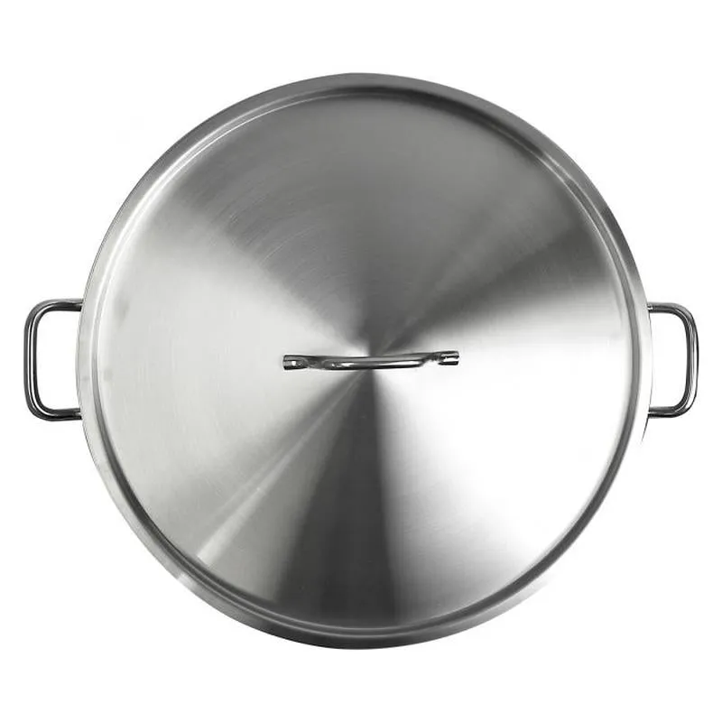 Thundergroup 30 qt, 20-3/8" Diameter Brazier Pot with Lid, Stainless Steel, Encapsulated Base, Dishwasher Safe, Standard Electric, Gas Cooktop, Halogen & Induction Ready, Oven Safe, Heavy-Duty, NSF
