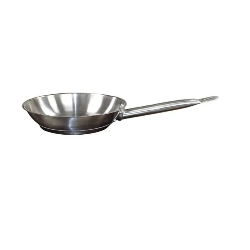 Thundergroup 8" Diameter Fry Pan, Stainless Steel, Encapsulated Base, Dishwasher Safe, Standard Electric, Gas Cooktop, Halogen & Induction Ready, Oven Safe, Heavy-Duty, NSF