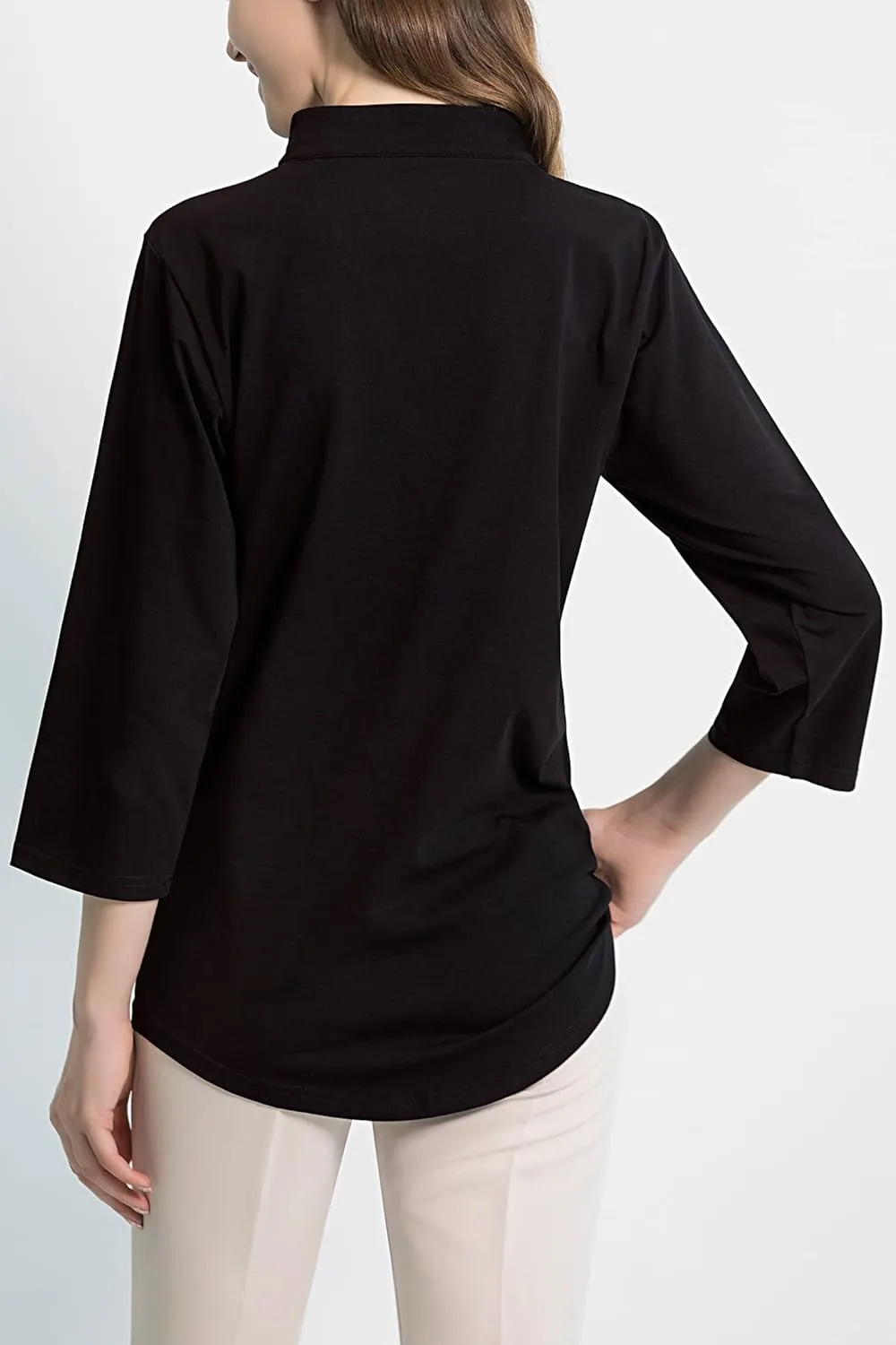 Tie G U Style Women's 3/4 Sleeve V Neck Stretch Loose Tunic Tops Casual Cotton Blouse Henley Collared Breathable Work Shirt