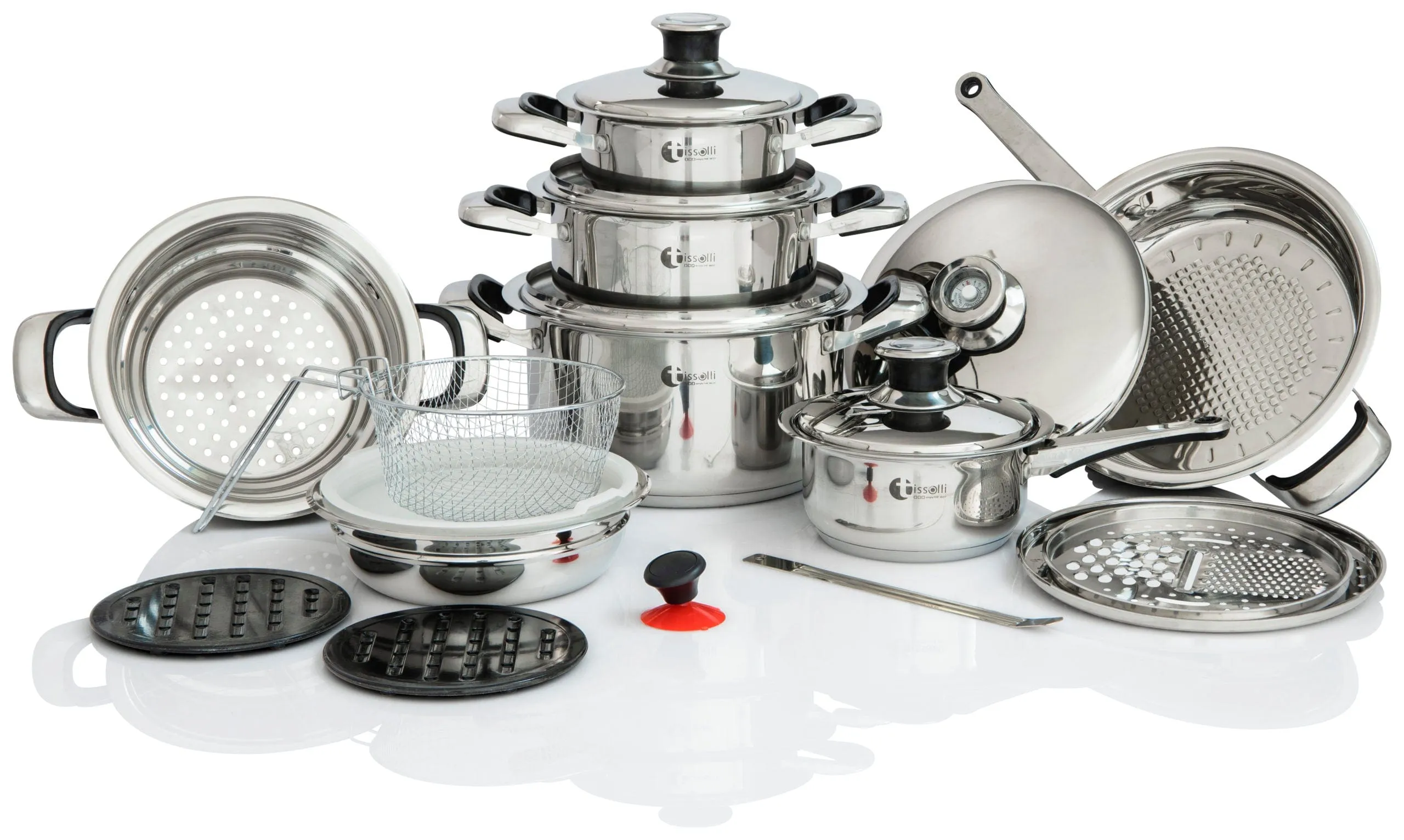 Tissolli 21-Piece Crown Stainless Steel Cookware Set