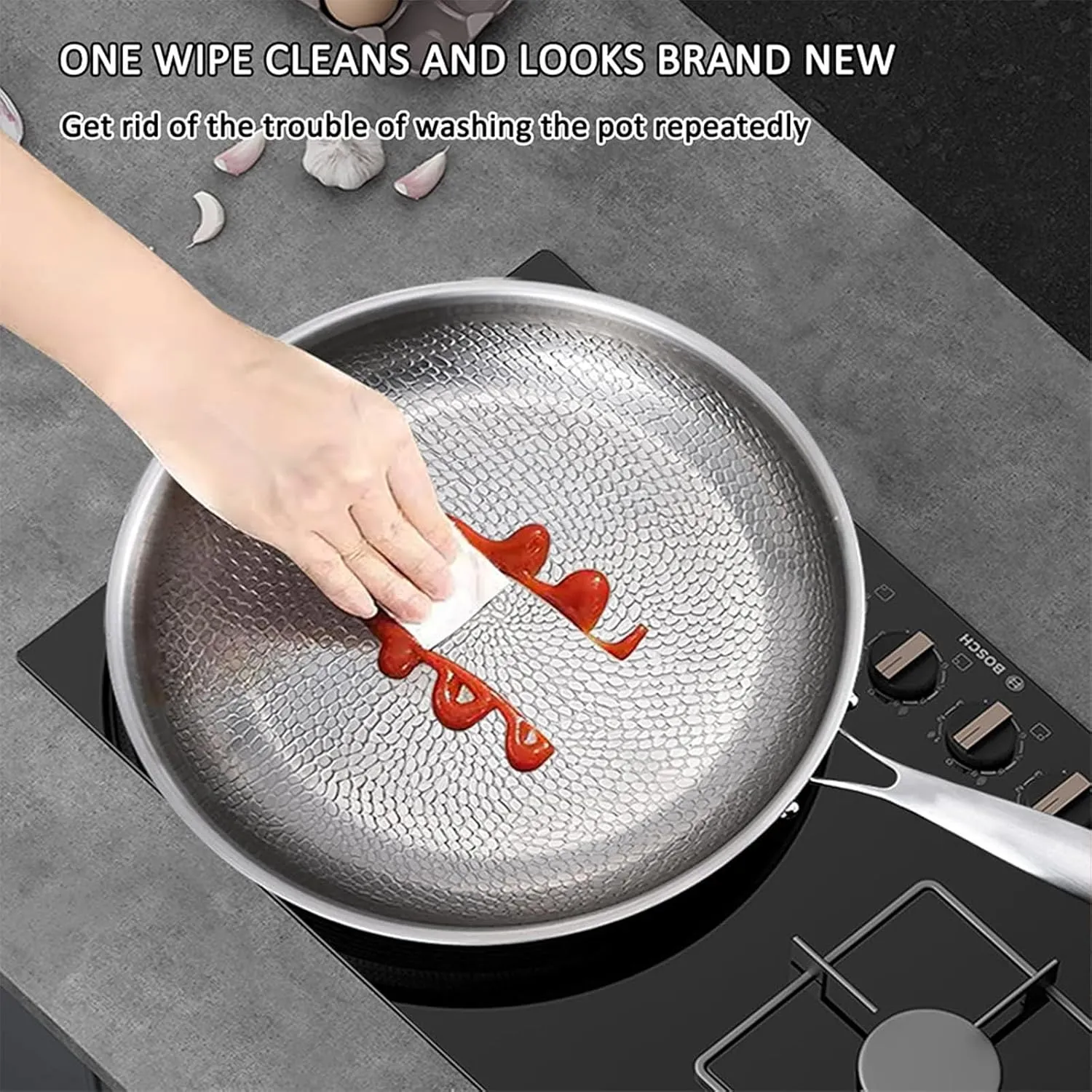Titanium Hammered Pan Pro with Lid, 2025 New 100% Non Stick Titanium Nutri Pans, Multifunctional Pots and Pans Set, Scratch-Resistant, Resistant Non Stick, Even Heating, Heats Quickly, Cooks Evenly(10