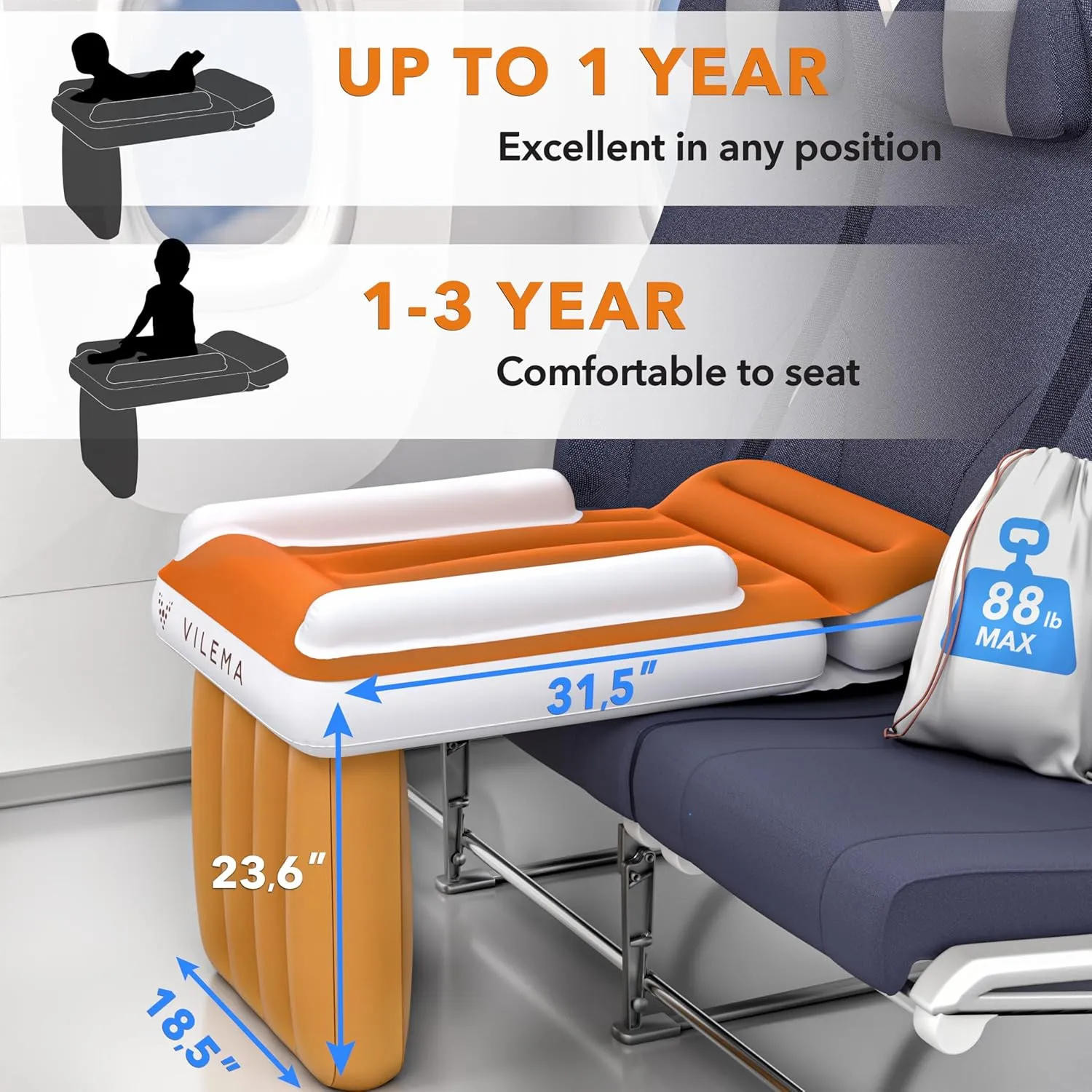 Toddler Airplane Bed - Kids Plane Bed, Baby Seat Extender for Kids with Blanket and Phone Holder (Premium)
