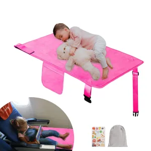 Toddler Airplane Bed, Portable Kids Travel Essentials, Soft Airplane Seat Extender for Kids 1-4, Foot Rest for Flights (Pink)