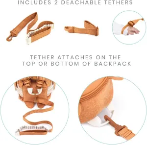 Toddler Harness Backpack Leash - Baby Walking Harness & Anti-Lost Wrist Tether - Kids Backpack 5 Storage Pockets and 2 Adjustable Child Leashes for Kids 1, 2,3,4,5,6,7 Years Old - Ultra-Soft - Monkey