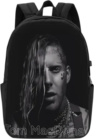 Tom Music Macdonald Backpack Laptop Bag Durable Large Capacity Fashion backpack Travel Bag With USB Charging Port 17in
