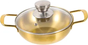 Toyvian Spill Pan Stainless Steel Cooking Pot with Cover for Home and Outdoor Use Portable Stock Pot with Heat Insulation Double Handles Easy to Clean for Camping