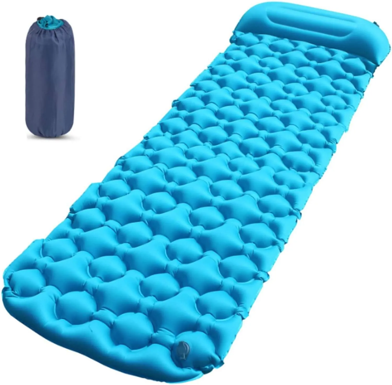 TPU Inflatable Cushion Outdoor Camping Inflatable Sleeping Mat 195X60 Office Lunch Break Inflatable Single Bed Inflatable Yoga Mat Blue (Blue)