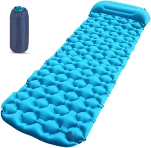 TPU Inflatable Cushion Outdoor Camping Inflatable Sleeping Mat 195X60 Office Lunch Break Inflatable Single Bed Inflatable Yoga Mat Blue (Blue)