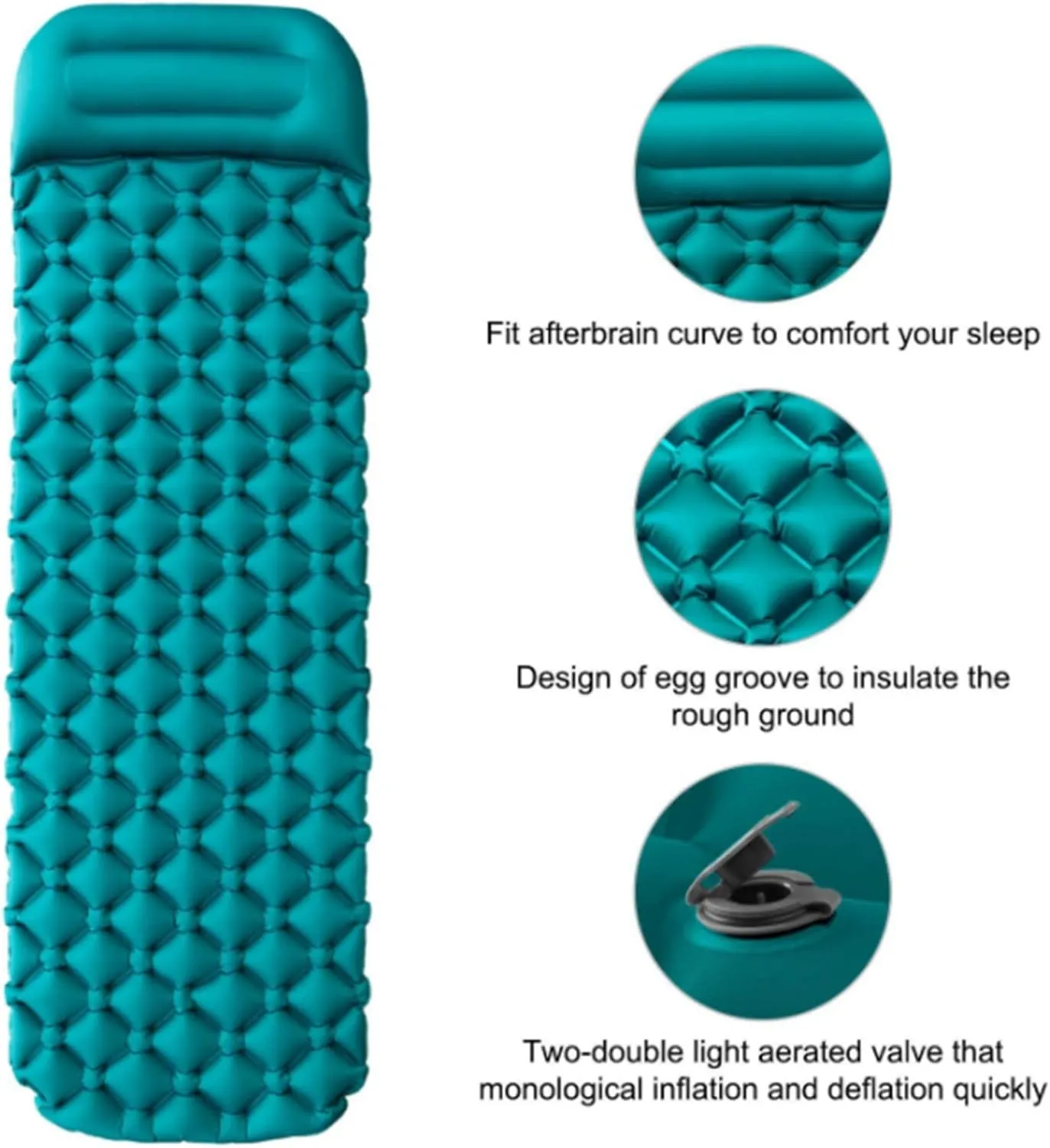 TPU Inflatable Cushion Outdoor Camping Inflatable Sleeping Mat 195X60 Office Lunch Break Inflatable Single Bed Inflatable Yoga Mat Blue (Blue)