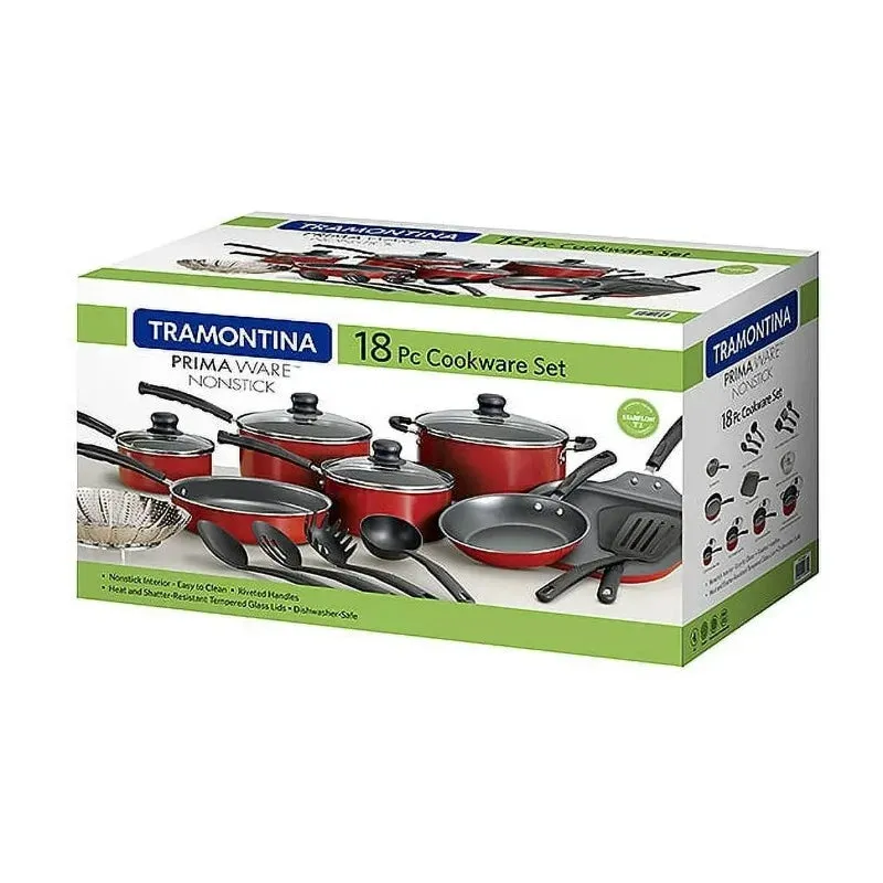 Tramontina Primaware 18-Piece Non-Stick Cookware Set – Red