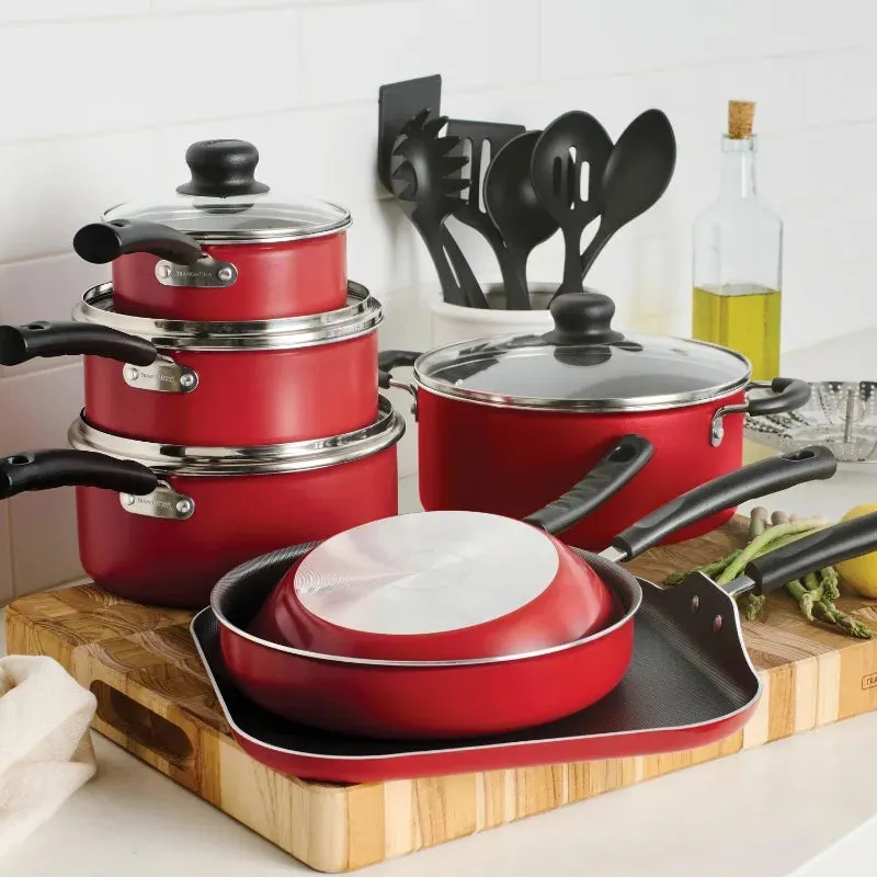 Tramontina Primaware 18-Piece Non-Stick Cookware Set – Red