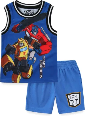 Transformers Boys Jersey Tank Top Shirt and Mesh Short Set for Big Kids