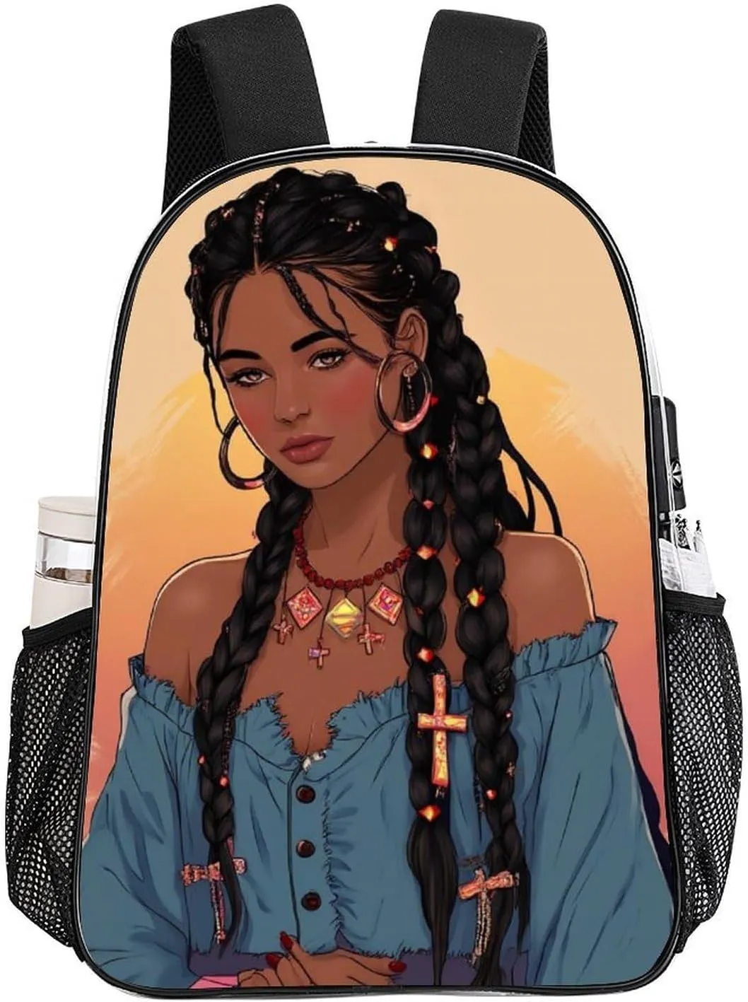 Transparent Daypack Backpack for Climbing Outdoors Running - Big Capacity Multipurpose Anti-Theft Bookbag, African American Black Woman woman Painting Art Travel Hiking & Camping Rucksack