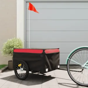 Transport Heavy Loads Easily with Sturdy Bike Trailer, High Load Capacity, Iron Construction, Black and Red