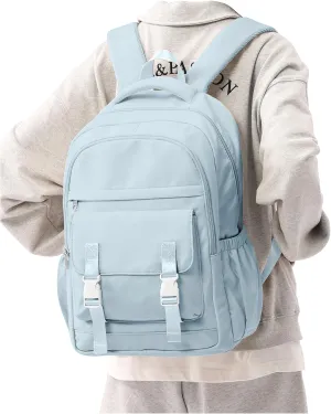 Travel Laptop Backpack for Women,Carry on Bags for Airplanes Men Work Cute Aesthetic Backpack,Large Casual Daypack Personal item Bag,Light Blue