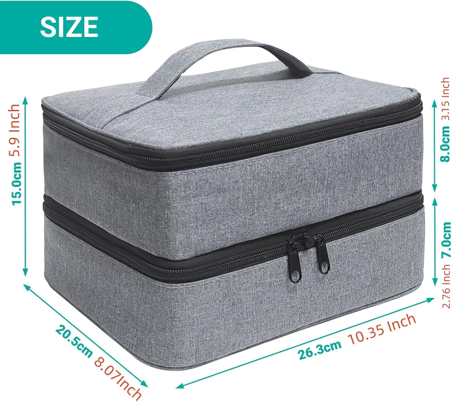 Travel Medicine Organizer and Storage Bag - Double Layers Pill Bottle Organizer Bag for Emergency Medication,Supplements or Medical Kits, Zippered Lockable Empty Medicine Bag for Home (Grey, M)