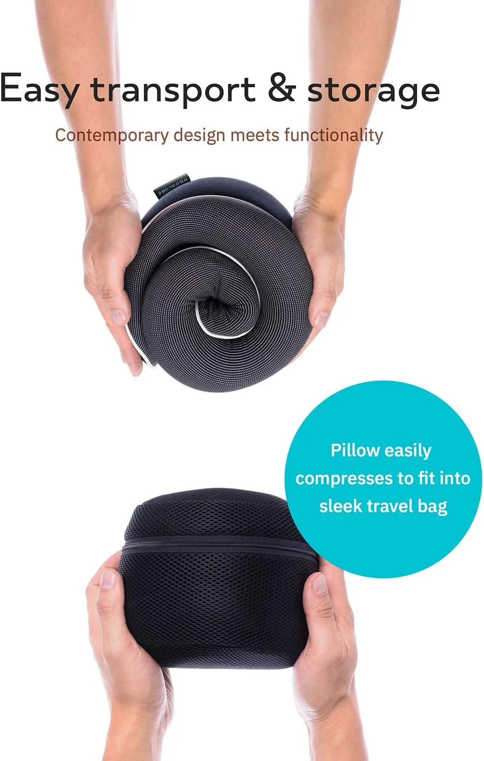 Travel Neck Pillows for Airplanes, Sleeping Essentials for Long haul Flights, 360° Head Support, Car and Airplane Kit with 3D Contoured Eye Mask, Earplugs and Luxury Mesh Bag (Adult, Grey)