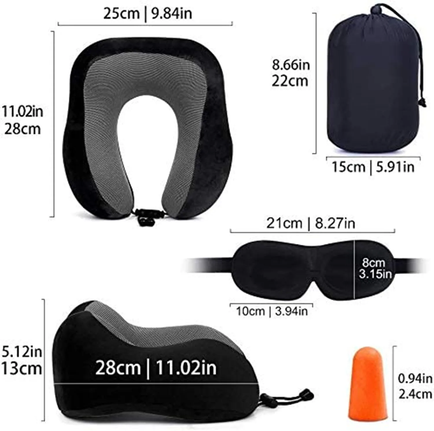 Travel Neck Support Memory Foam Pillow Set, Neck Comfort and Support