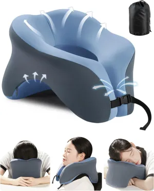 Travel Pillow for Airplanes with 360 Head Support,Memory Foam 2-in-1 Neck Pillow Airplane,Travel Neck Pillow with Storage Bag,Adjustable Clasp for Travel,Home,Office,and Gaming