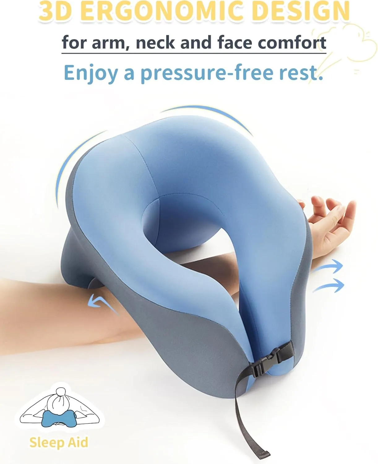 Travel Pillow for Airplanes with 360 Head Support,Memory Foam 2-in-1 Neck Pillow Airplane,Travel Neck Pillow with Storage Bag,Adjustable Clasp for Travel,Home,Office,and Gaming
