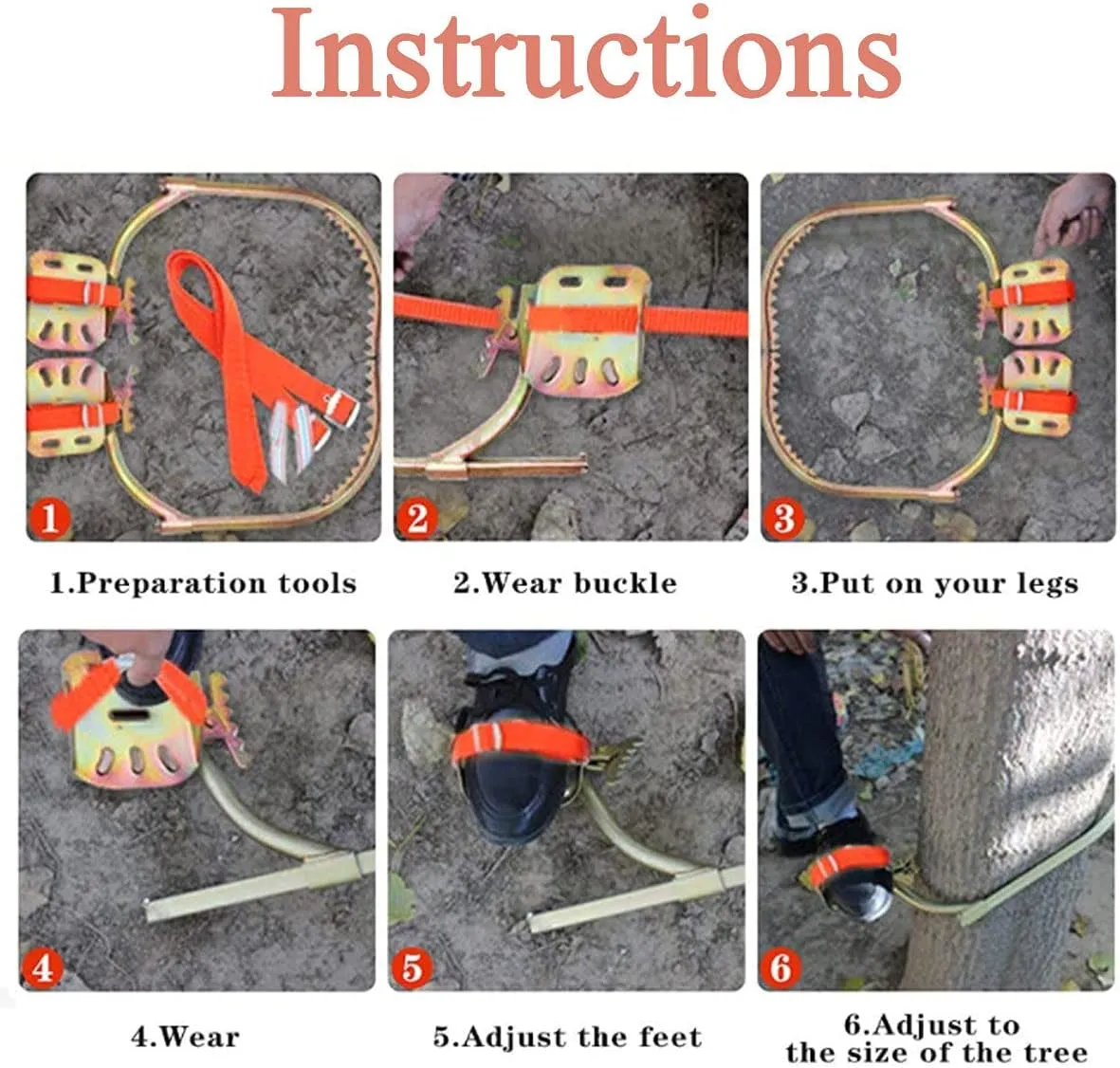 Tree Climbing Gear Climbing Spikes Easy-to-Use Tree Climbing Equipment, Non-Slip Stainless Steel Crampons,500Model