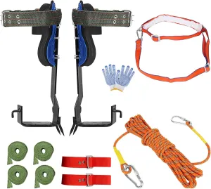 Tree Climbing Gear Kit, Tree Climbing Spikes with Adjustable Climbing Belt and Upgrade Rope, Arborist Climbing Tools Kit for Climbing, Picking Fruit, Indoor and Outdoor Sports