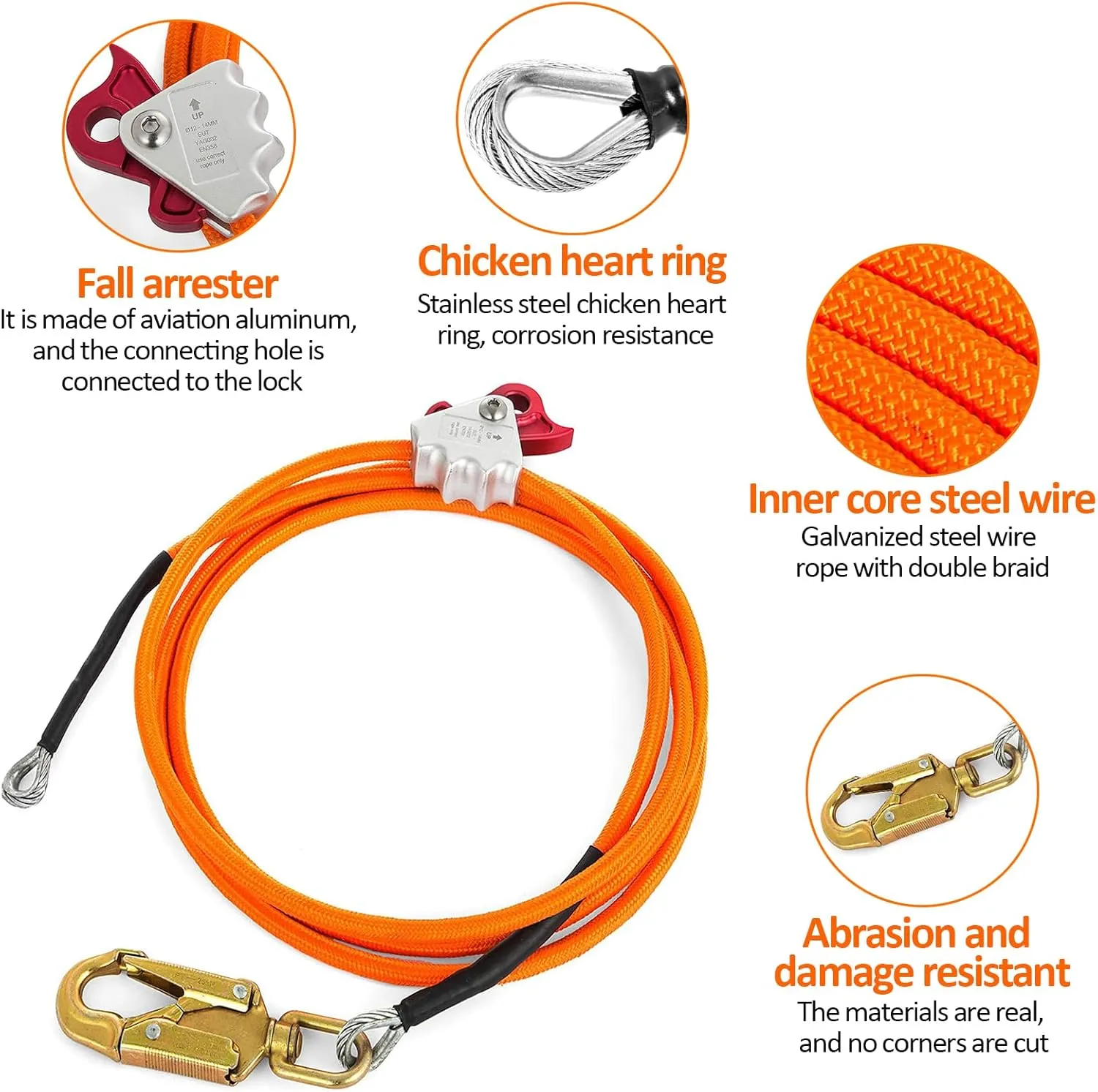 Tree Climbing Gear，Tree Climbing Spikes, Tree Climbing Gear with Adjustable Climbing Straps and Steel Core Flip Line, Rock Climbing Kit with Triple Lock Lanyard Adjuster