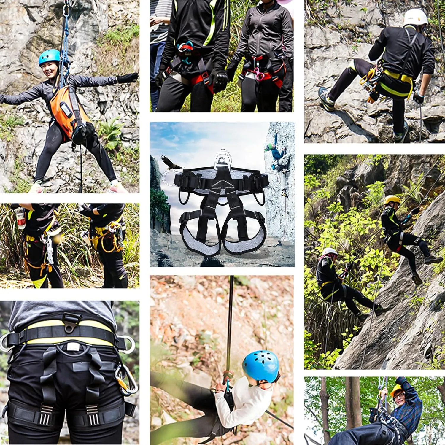 Tree Climbing Gear，Tree Climbing Spikes, Tree Climbing Gear with Adjustable Climbing Straps and Steel Core Flip Line, Rock Climbing Kit with Triple Lock Lanyard Adjuster