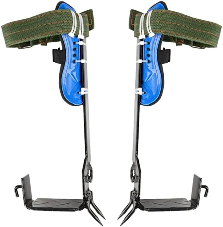 Tree Climbing Spike Set Safety Adjustable Climbing Tree Shoes，Climbing Tool with Belt Lanyard Rope Rescue Belts，2 Gear w/Harness Rescue Belt Pole Climbing Tool