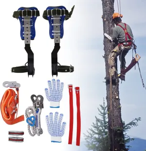Tree Climbing Spike Set, Stainless Steel Adjustable Tree Climbing Spikes with Harness Belt and Back Strap, Tree Climbing Gear for Picking Fruit, Climbing Trees and Outdoor Sports