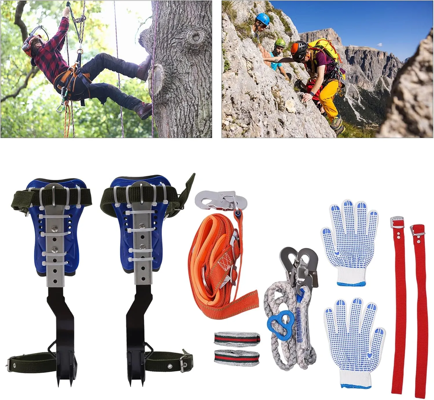 Tree Climbing Spike Set Tree Climbing Tool with Adjustable Belt Lanyard Straps Safety for Outdoor Fruit Pick Jungle