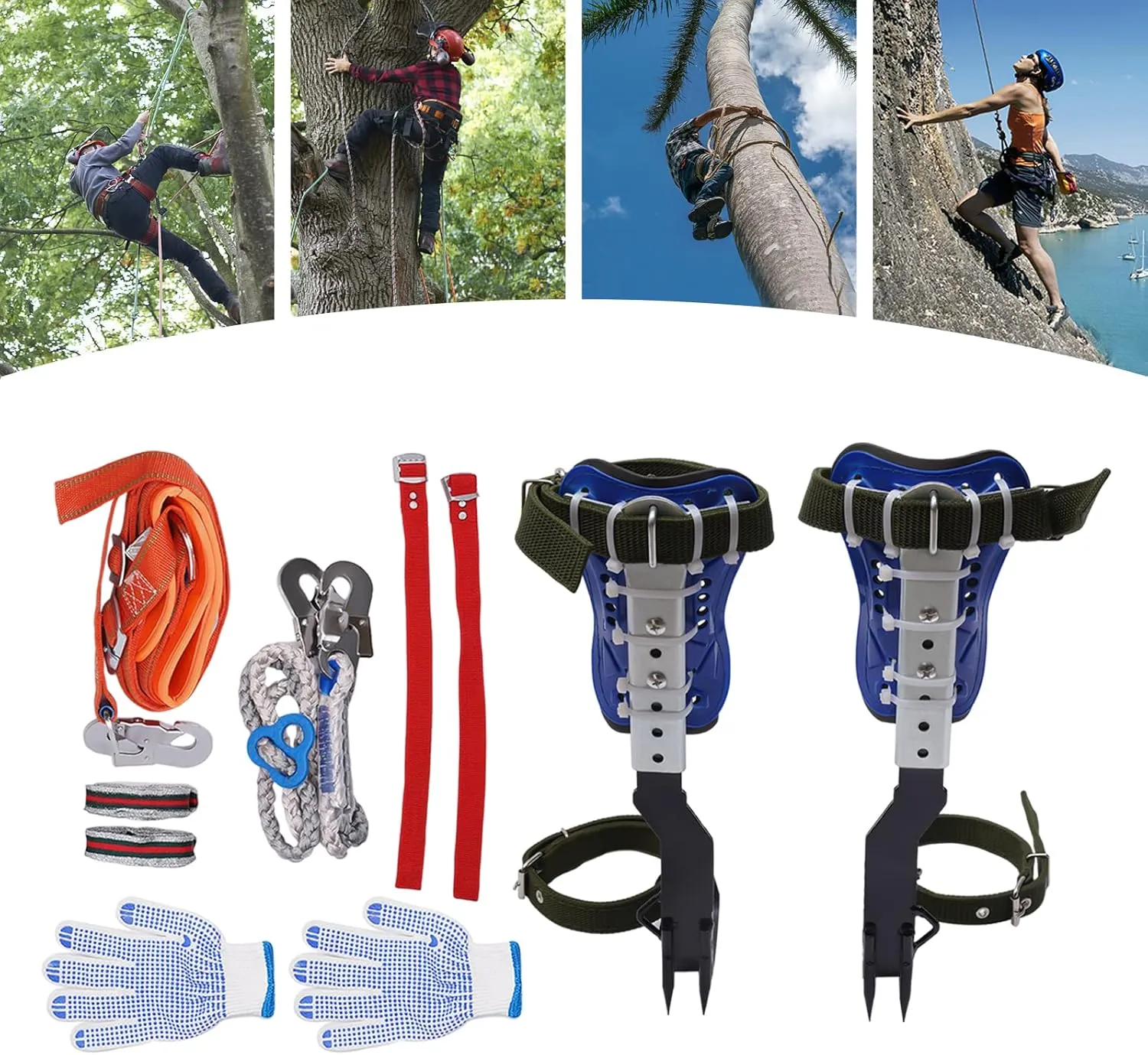 Tree Climbing Spike Set Tree Climbing Tool with Adjustable Belt Lanyard Straps Safety for Outdoor Fruit Pick Jungle