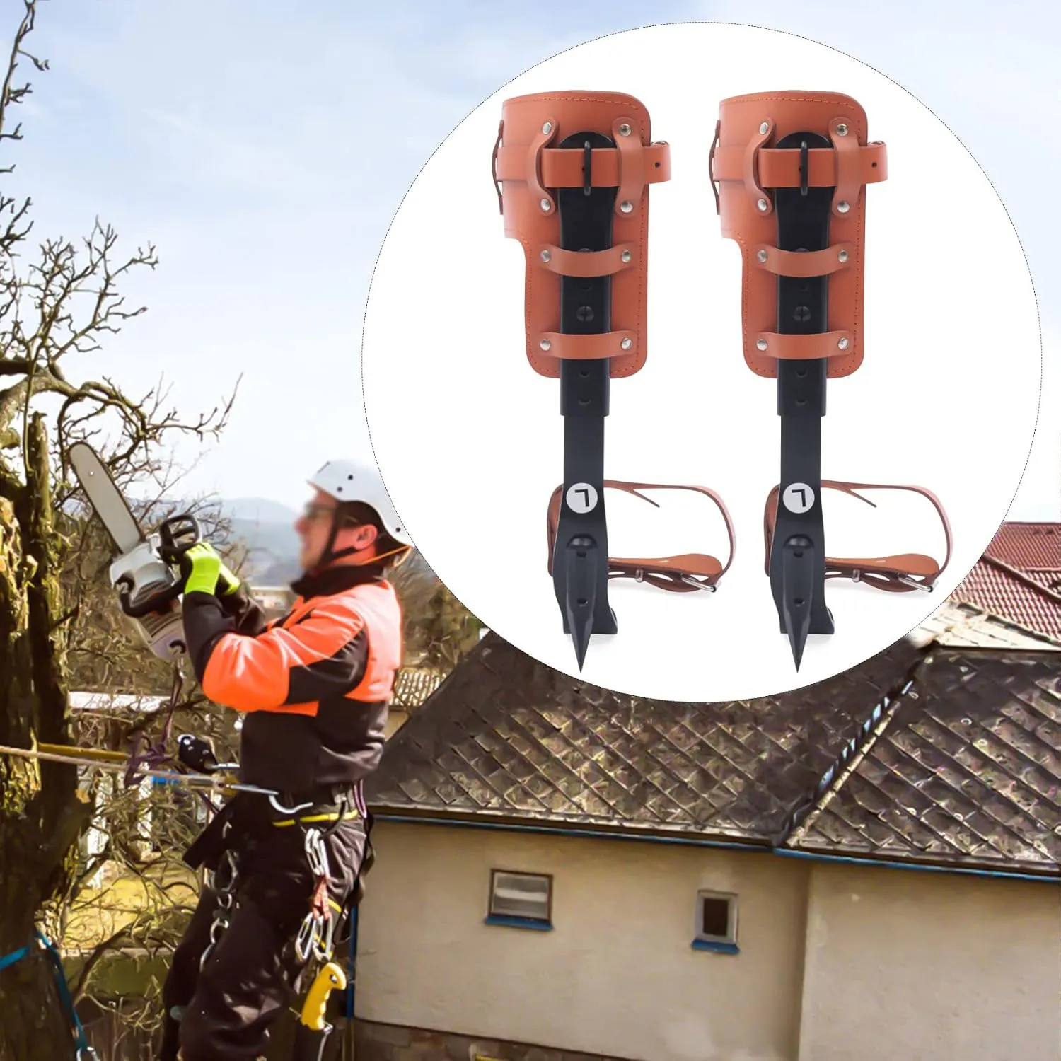 Tree Climbing Spike Set Tree Climbing Tool with Adjustable Belt Lanyard Straps Safety for Outdoor Fruit Pick Jungle
