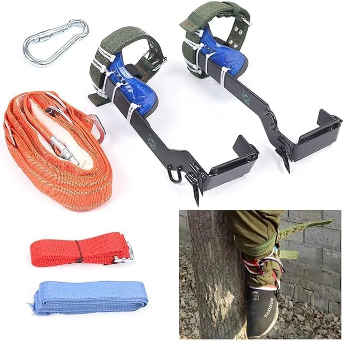 Tree Climbing Spike Set Tree Climbing Tool with Adjustable Belt Lanyard Straps Safety for Outdoor Fruit Pick Jungle