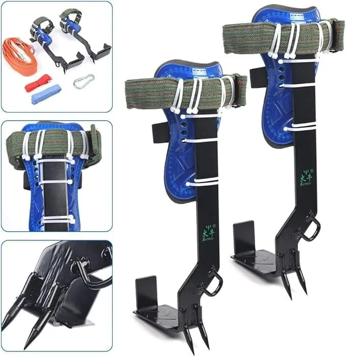 Tree Climbing Spike Set Tree Climbing Tool with Adjustable Belt Lanyard Straps Safety for Outdoor Fruit Pick Jungle