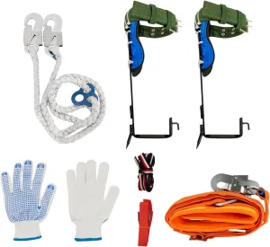 Tree Climbing Spike Set, Tree Spurs with Adjustable Length Design, Safety Adjustable Belt Lanyard Rescue Belt, 220LBS Climbing Gear, Tree Climbing Gear with Non-Slip Pedal for Tree Climbing