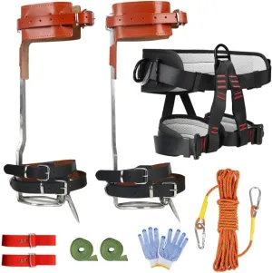 Tree Climbing Spikes for Tree Work, Tree Climbing Gear Non-Slip Thickened Pedals 304 Stainless Steel Professional Tools Arborist Climbing Equipment for Picking Fruit